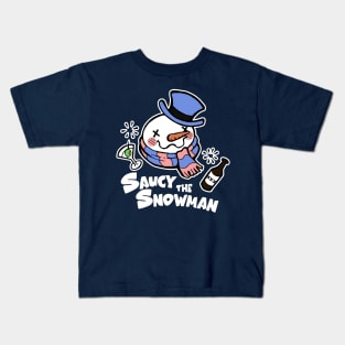 Saucy The Snowman - Frosty Humor - White Outlined, Color Version 3 Kids T-Shirt